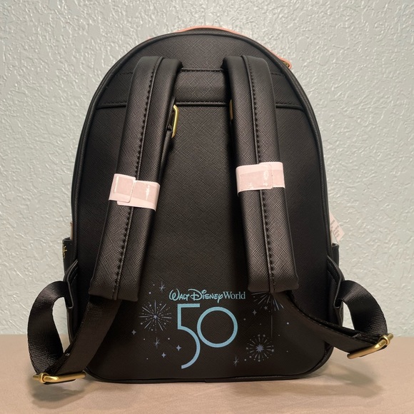 WDW 50TH ANNIVERSARY Collection Matte Black & Rose Gold Castle Mini Backpack - Picture 2 of 10